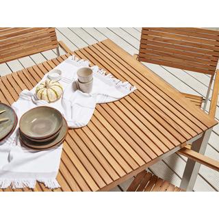 Beliani Table de salle à manger de jardin en Teck certifié FSC® Traditionnel VIAREGGIO  