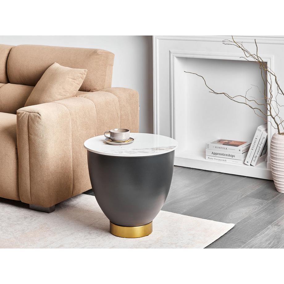 Beliani Table d'appoint en Pierre frittée Moderne NADINE  