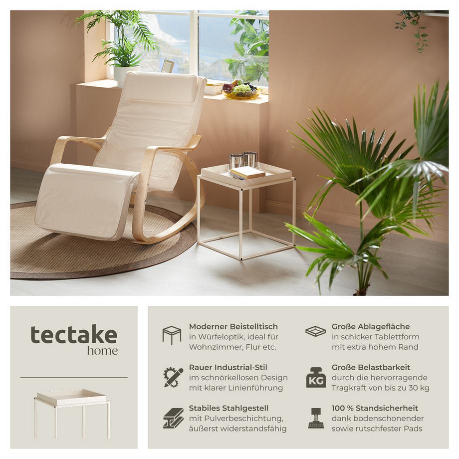 Tectake Beistelltisch Cambridge Stahl mit Ablage in Tablettform  