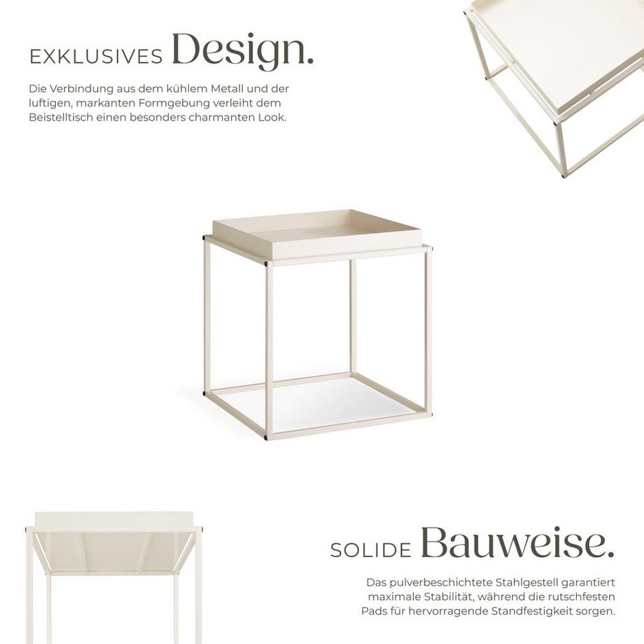Tectake Beistelltisch Cambridge Stahl mit Ablage in Tablettform  