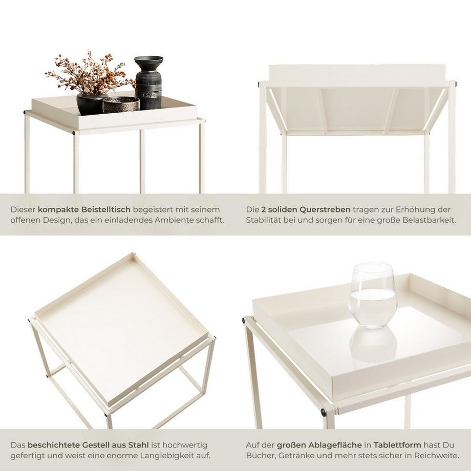 Tectake Beistelltisch Cambridge Stahl mit Ablage in Tablettform  