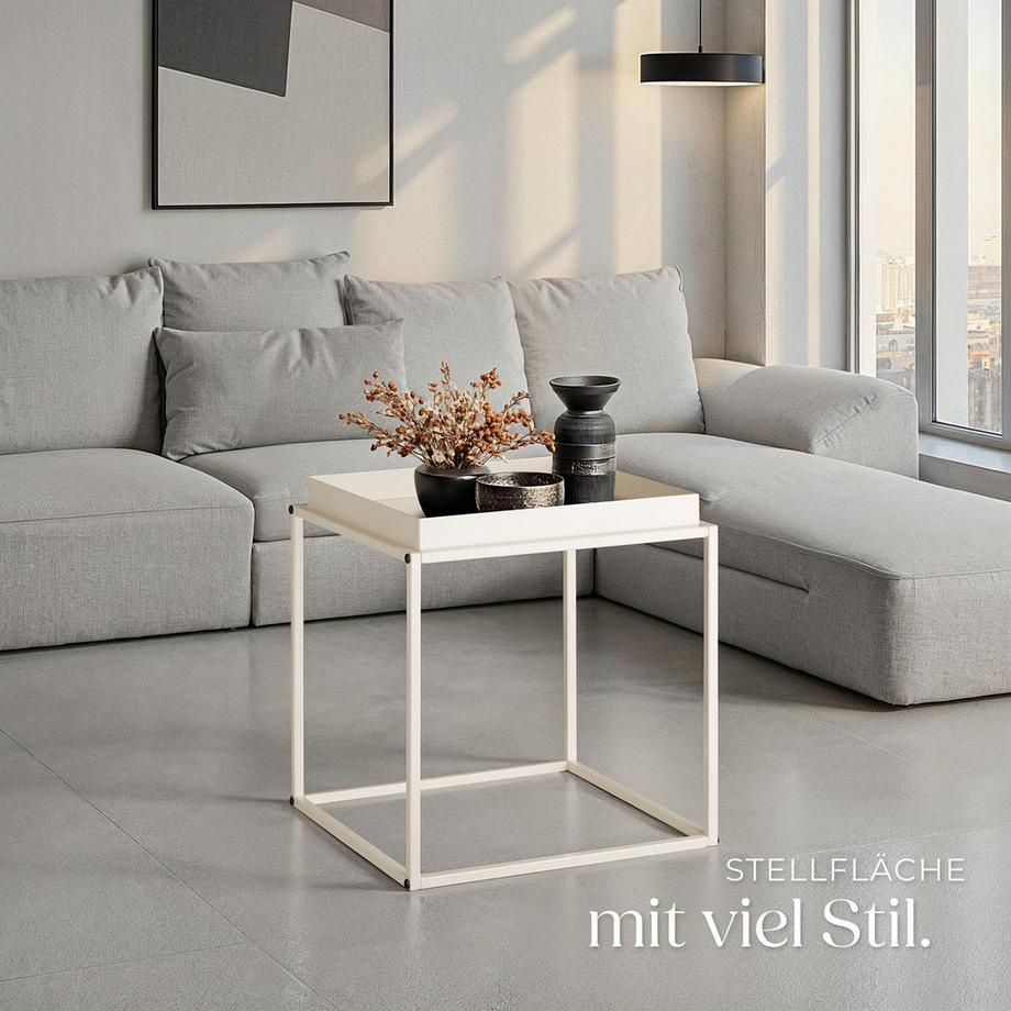 Tectake Beistelltisch Cambridge Stahl mit Ablage in Tablettform  