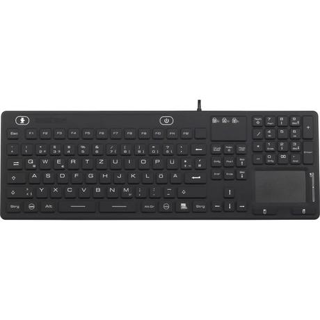 Renkforce  Tastiera Tedesco, QWERTZ  iM-IKB110-BK Nero A prova di schizzi, A prova di polvere, Superfice 