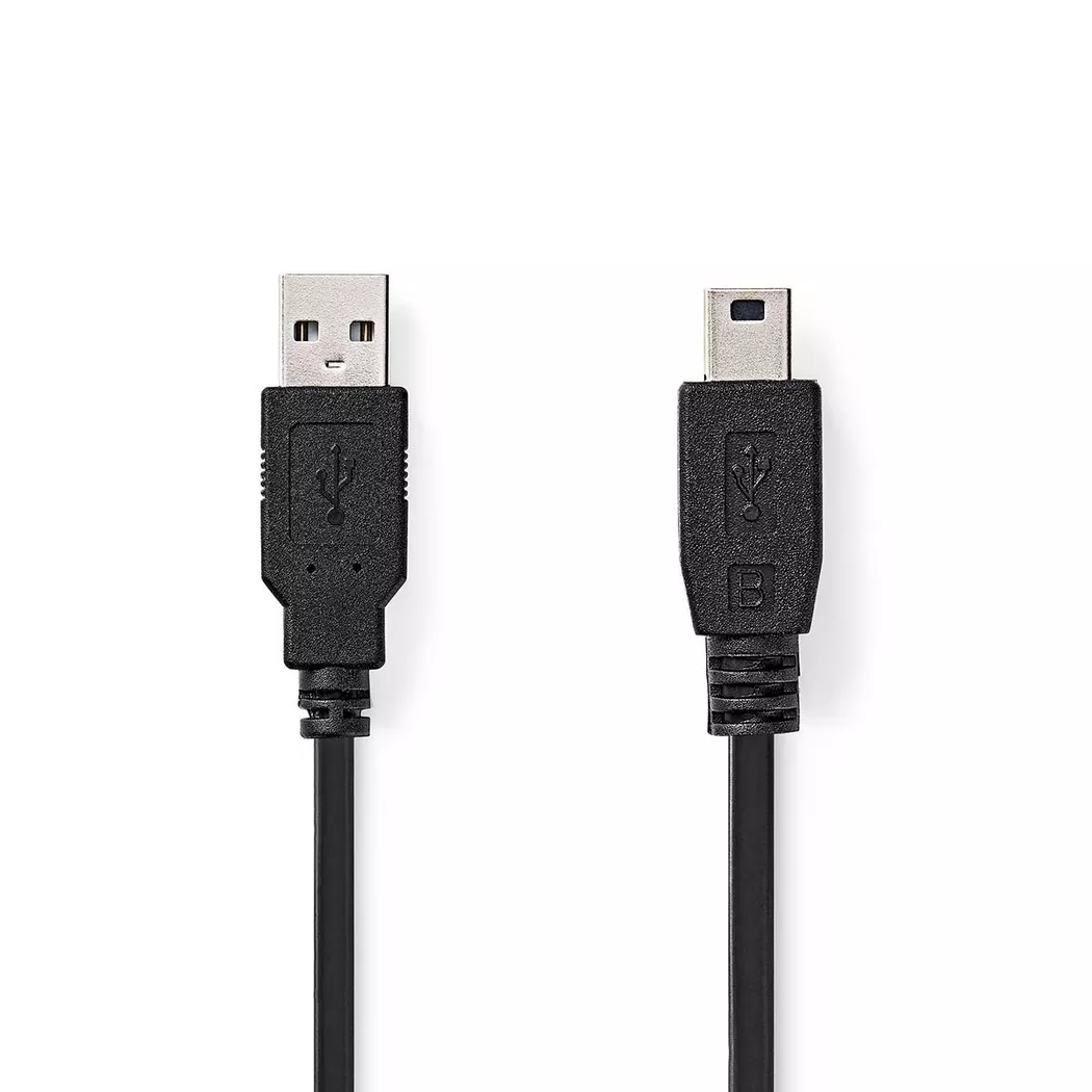Nedis – USB-Kabel | USB 2.0 USB-A Stecker Mini-B 5-Pin 480 Mbps Vernickelt 1,00 m Rund PVC Schwarz Etikett, One Size