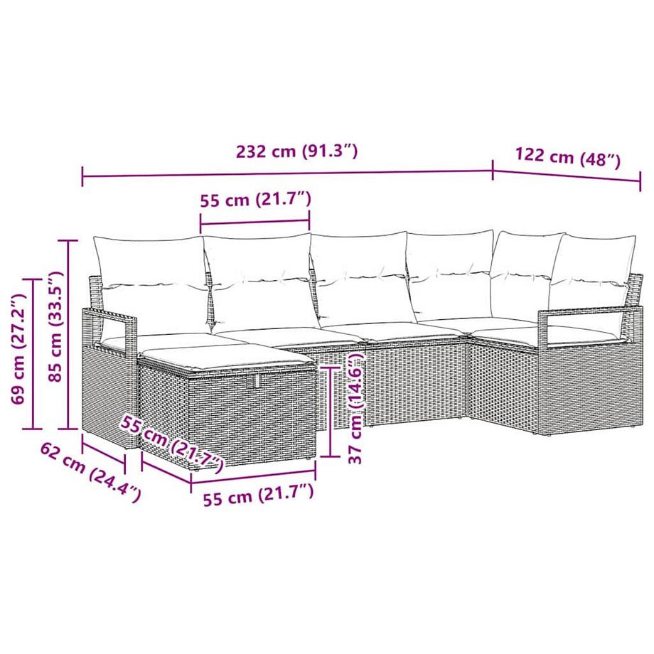 VidaXL Ensemble de canapé de jardin poly rattan  