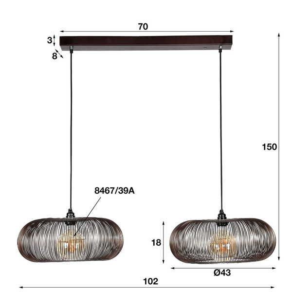 mutoni Lampada a sospensione Twist tonda 43 (2 pezzi)  