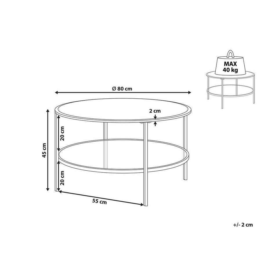 Beliani Couchtisch aus Sicherheitsglas  TELLAKA  