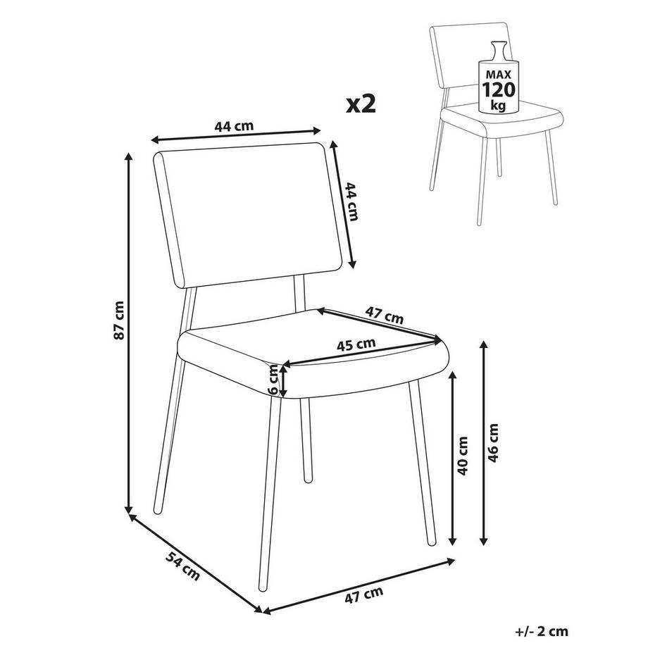 Beliani Esszimmerstuhl 2er Set aus Cord  STURGIS  