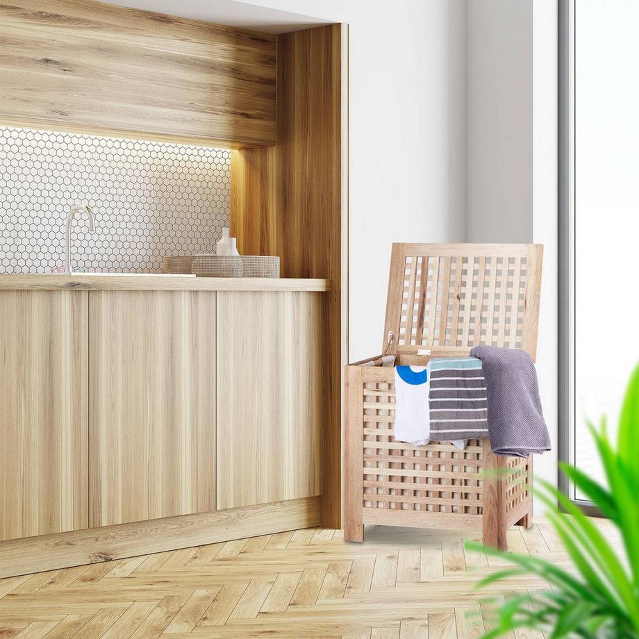 B2X Panier à linge en noyer  