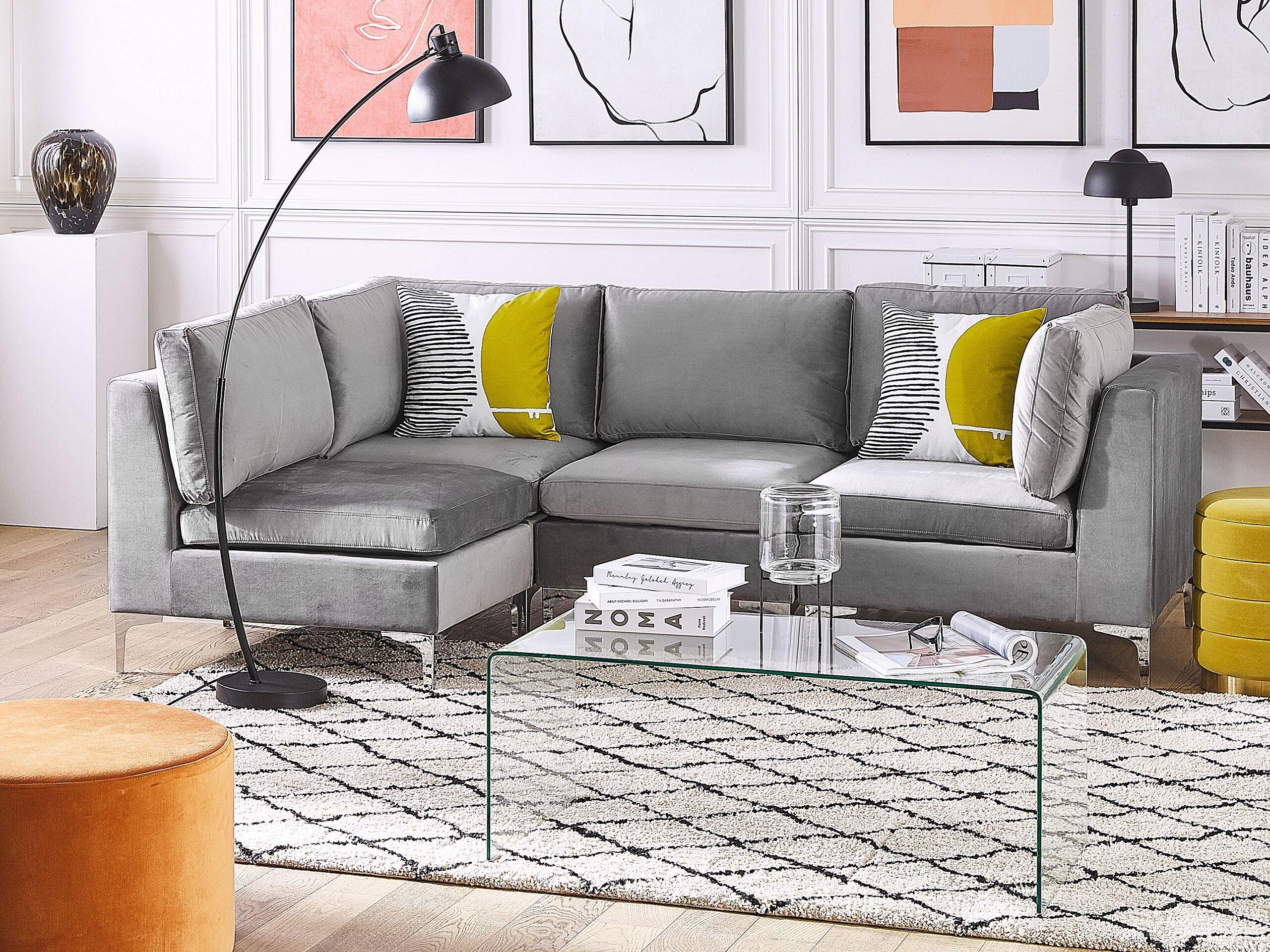 Beliani Ecksofa aus Samtstoff Modern EVJA  