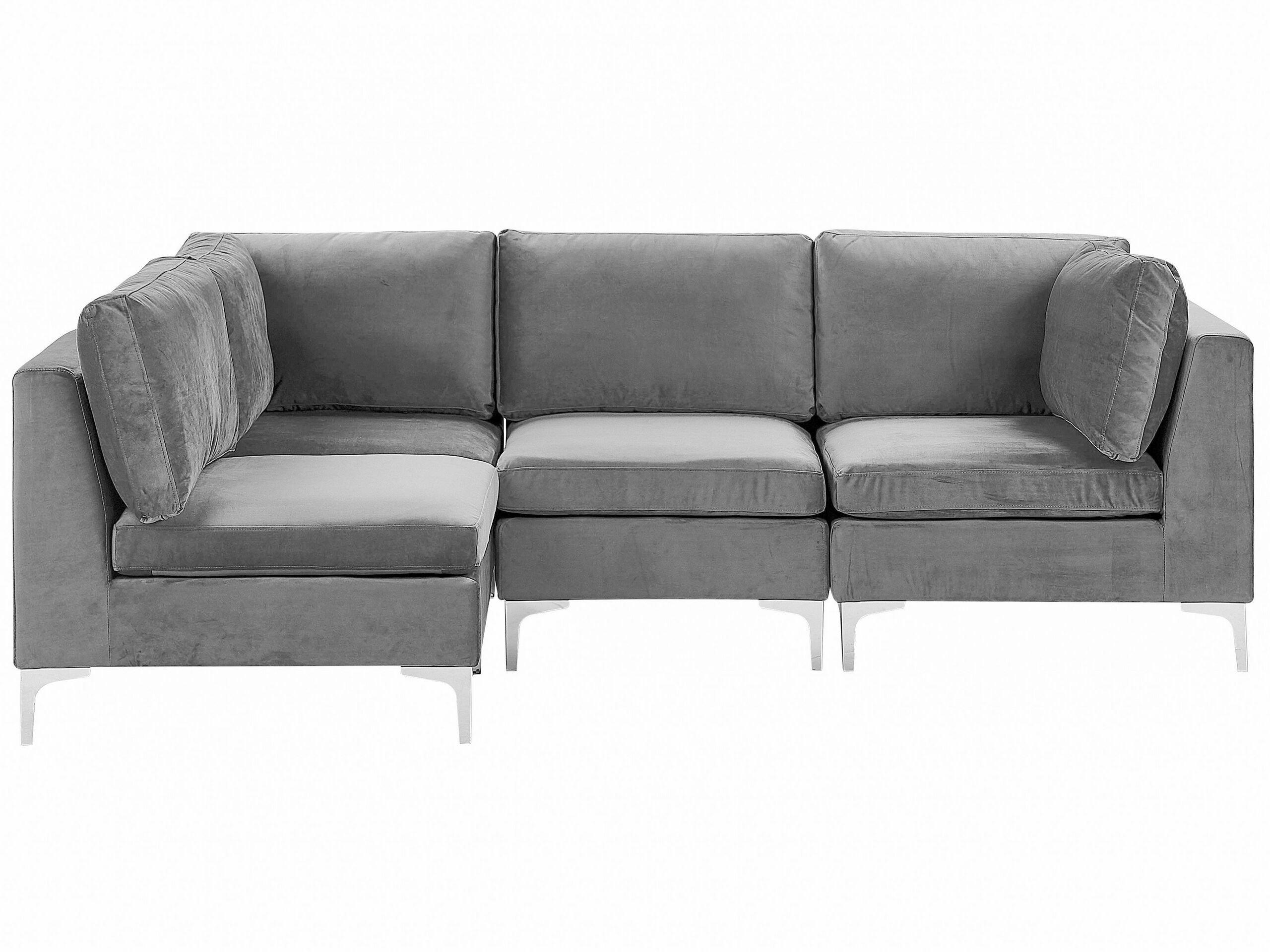 Beliani Ecksofa aus Samtstoff Modern EVJA  