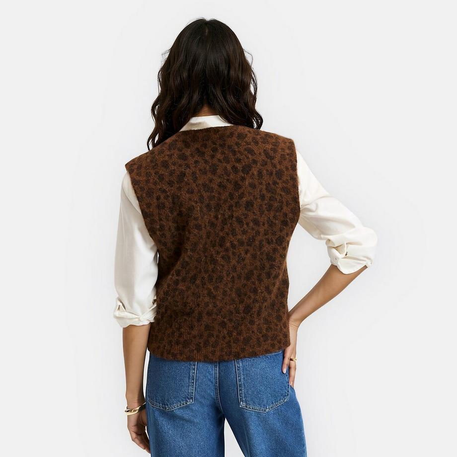 La Redoute Collections Gilet sans manches imprimé léopard  