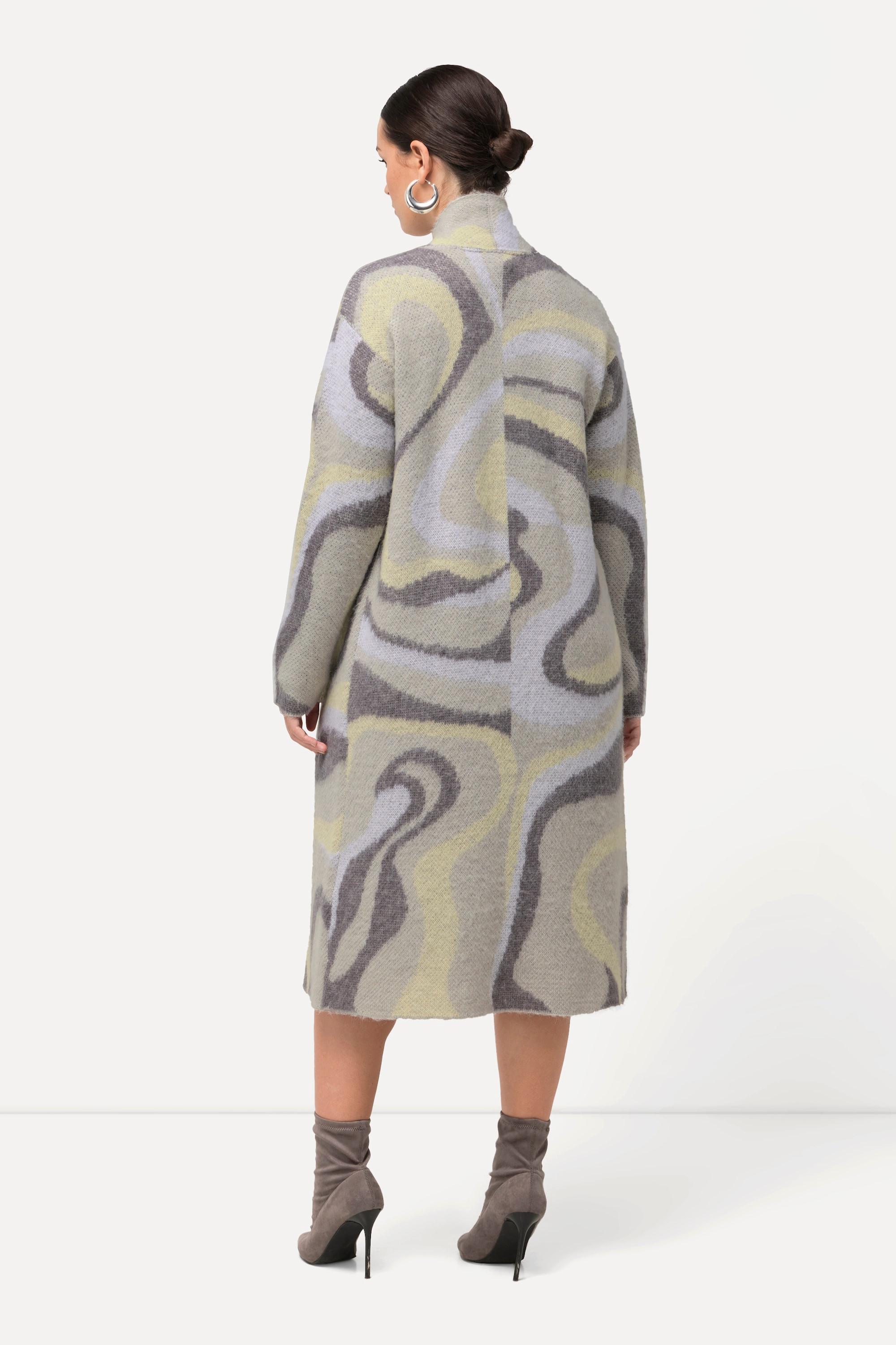 Ulla Popken Cardigan lungo Maglia Jacquard Stile Aperto  