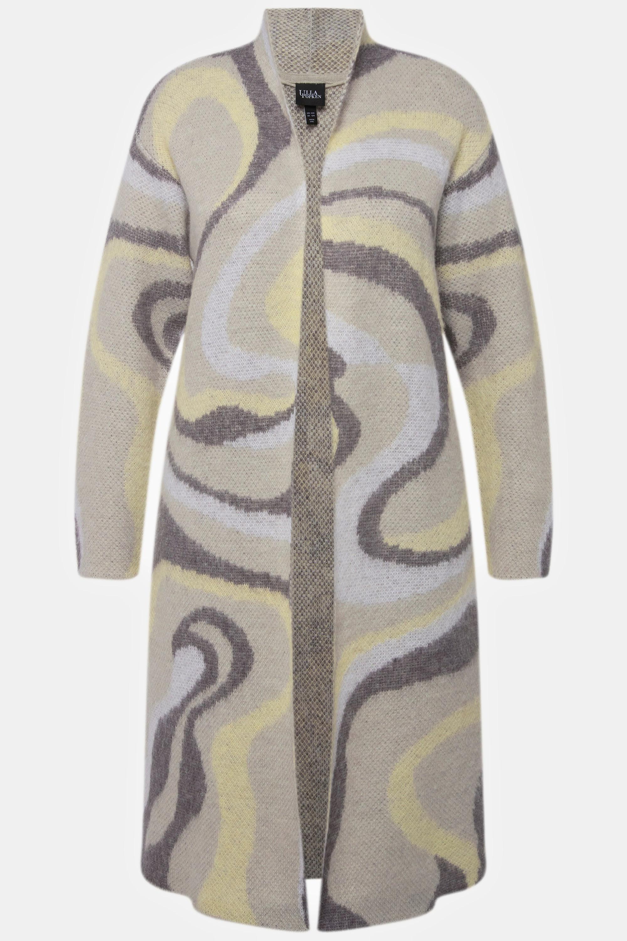 Ulla Popken Cardigan lungo Maglia Jacquard Stile Aperto  