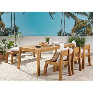 Beliani Tables avec chaises et banc en Acacia Traditionnel LIVORNO  