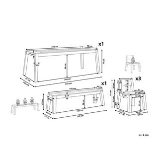 Beliani Tavolo con panca e sedie en Legno d'acacia Classico LIVORNO  