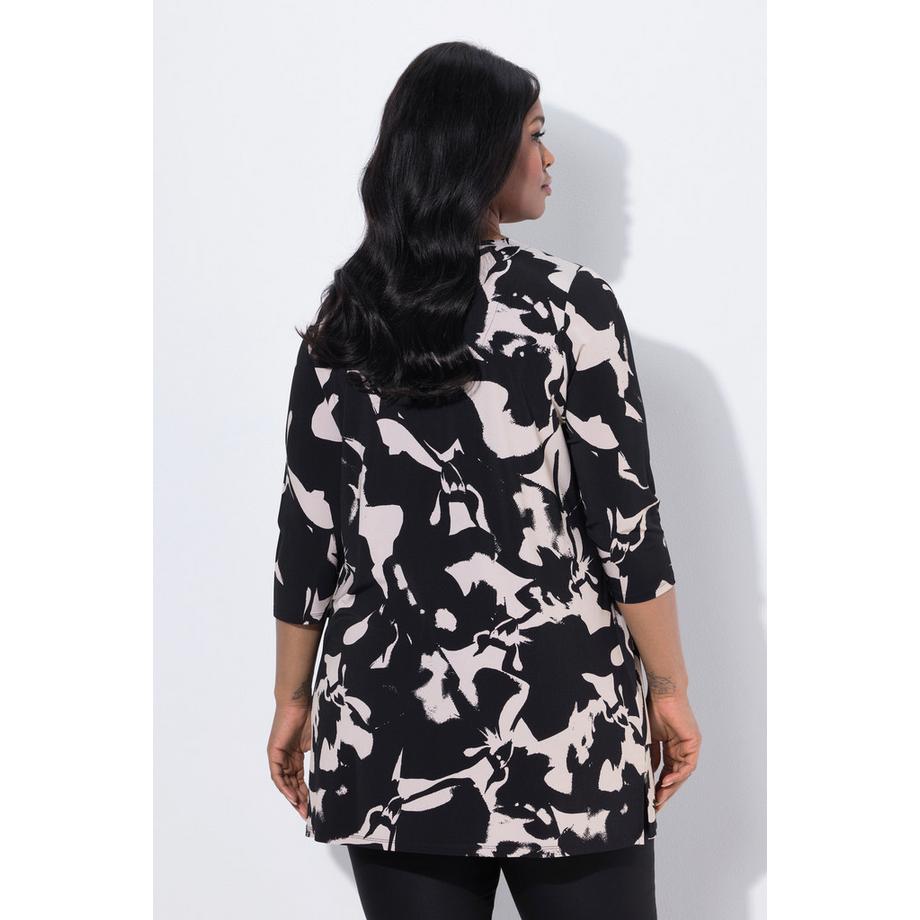 Ulla Popken Slinkyshirt A-Linie V-Ausschnitt 3/4-Arm  