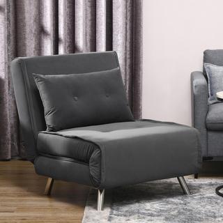Northio – Chaise De Couchage Pliante, Fonction Lit, Canapé Simple, Coussin, Lit D'Appoint, Canapé Rembourré En Velours, Gris Foncé, 77X88X83Cm  
