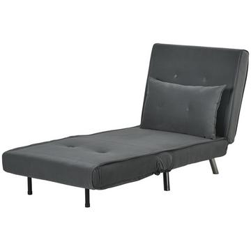 – Chaise De Couchage Pliante, Fonction Lit, Canapé Simple, Coussin, Lit D'Appoint, Canapé Rembourré En Velours, Gris Foncé, 77X88X83Cm
