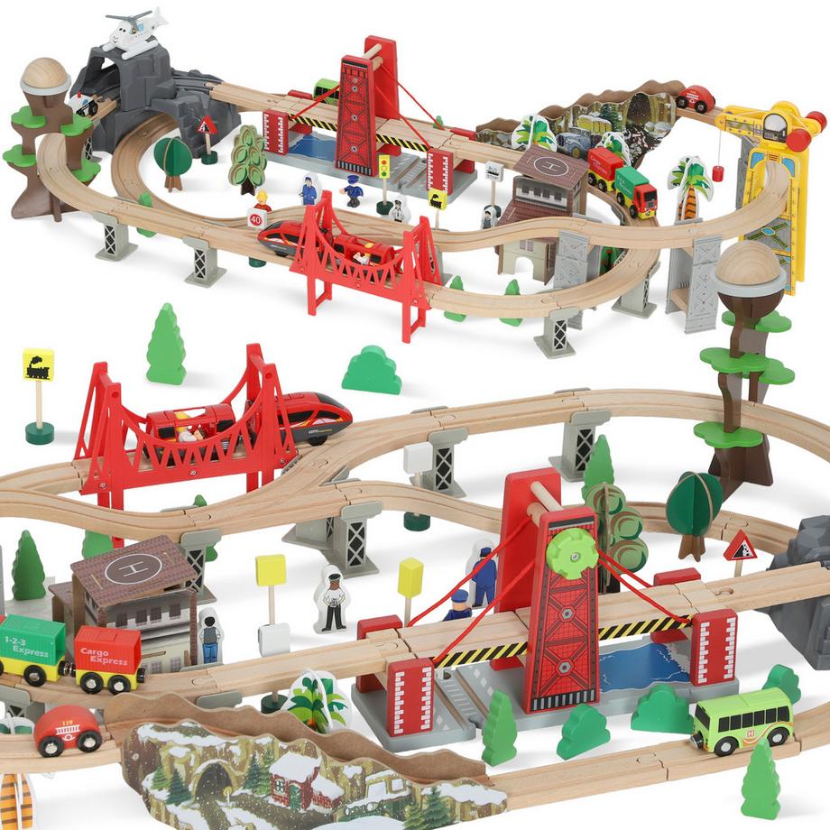 ensemble de chemin de fer en bois
