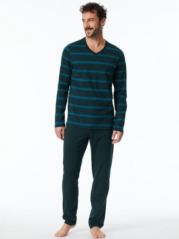 Schiesser Set Pigiama Rigato Maniche Lunghe Scollo a V  
