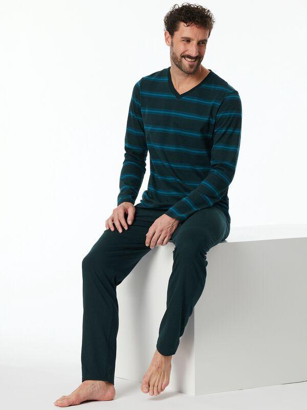 Schiesser Set Pigiama Rigato Maniche Lunghe Scollo a V  