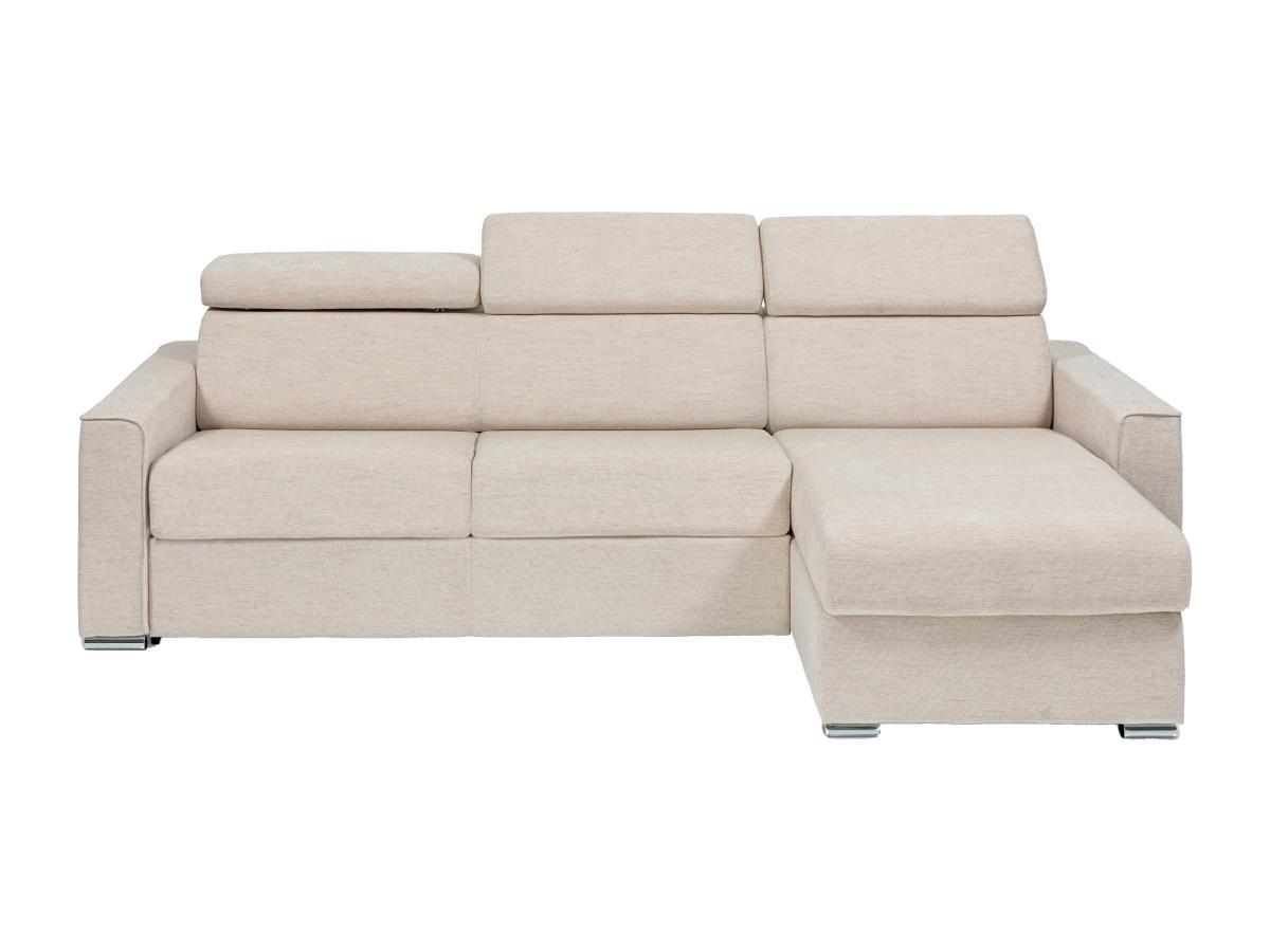 Vente-unique Ecksofa mit Matratze - Ecke wechselbar - Stoff - Beige - Liegefläche 140 cm - Matratze 14 cm - VIZIR  