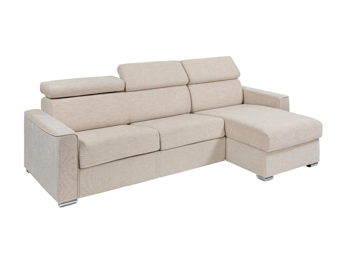 Vente-unique Ecksofa mit Matratze - Ecke wechselbar - Stoff - Beige - Liegefläche 140 cm - Matratze 14 cm - VIZIR  