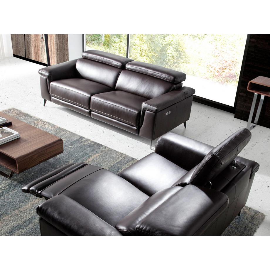 ANGEL CERDA Canapé relax 2 places en cuir marron chocolat  