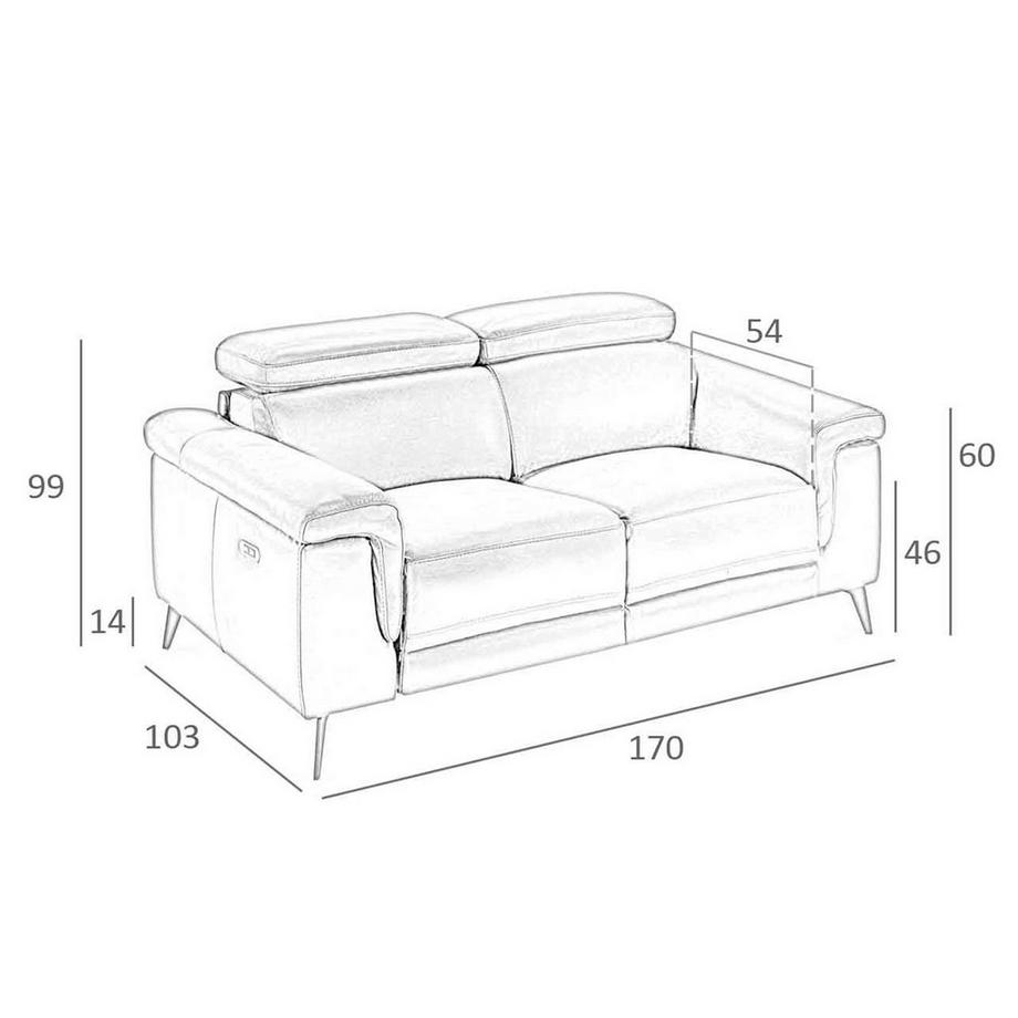 ANGEL CERDA Canapé relax 2 places en cuir marron chocolat  