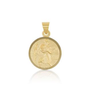 MUAU Schmuck  Anhänger Medaille Christophorus Gelbgold 750, 12mm 