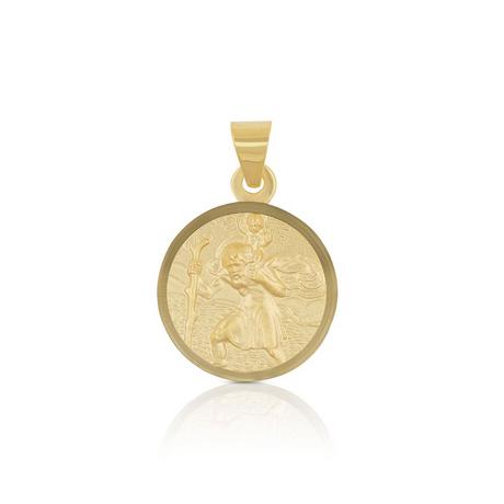 MUAU Schmuck  Anhänger Medaille Christophorus Gelbgold 750, 12mm 