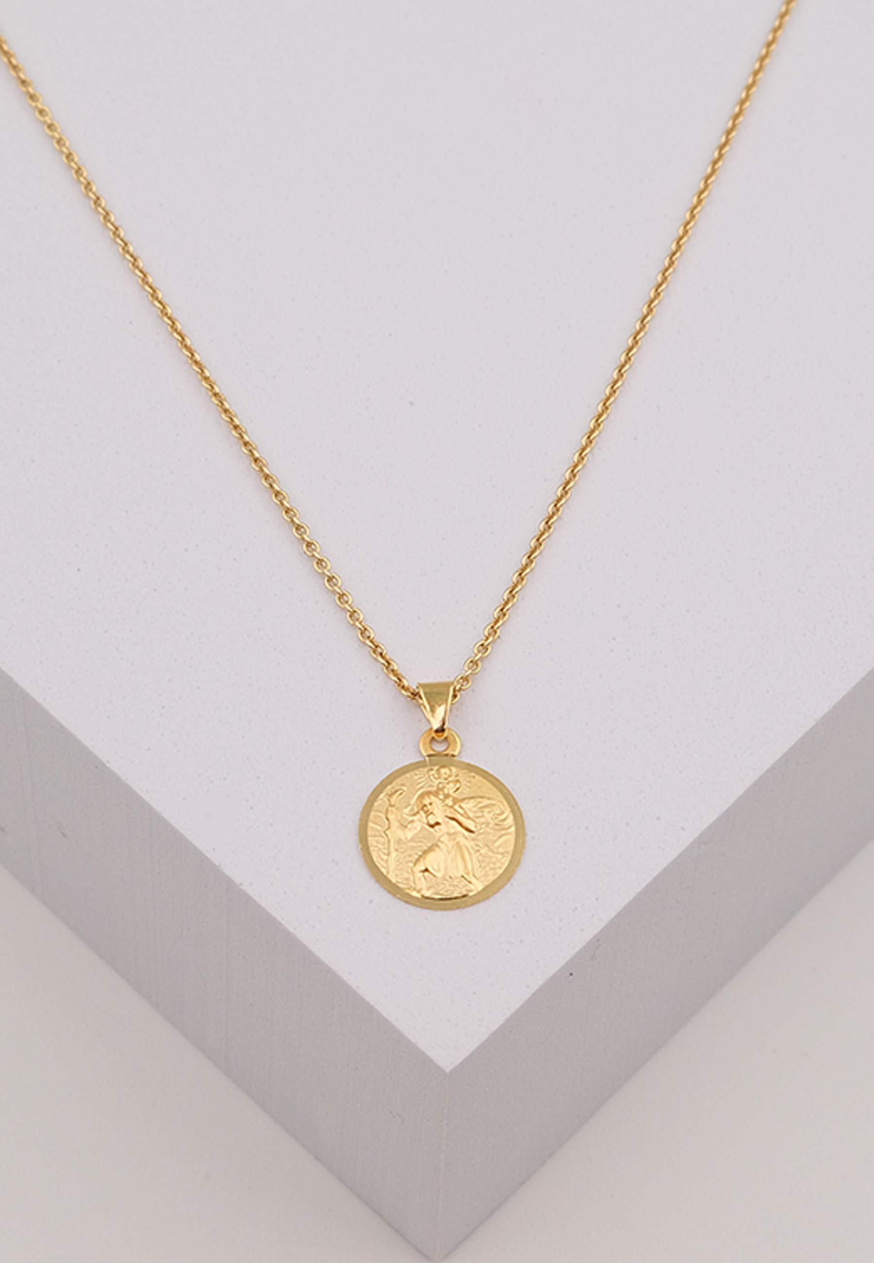 MUAU Schmuck  Anhänger Medaille Christophorus Gelbgold 750, 12mm 