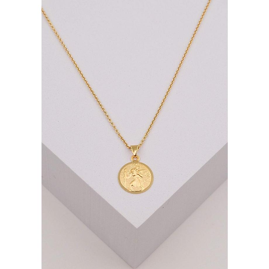 MUAU Schmuck  Anhänger Medaille Christophorus Gelbgold 750, 12mm 