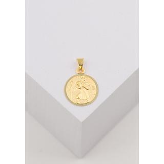 MUAU Schmuck  Anhänger Medaille Christophorus Gelbgold 750, 12mm 