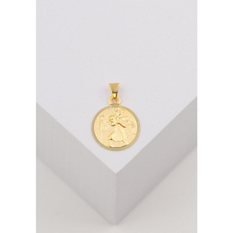 MUAU Schmuck  Anhänger Medaille Christophorus Gelbgold 750, 12mm 