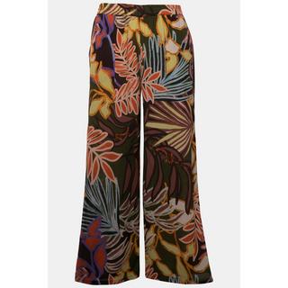 Ulla Popken Pantaloni Foglie Taglio Gamba Ampio Cintura Elastica  
