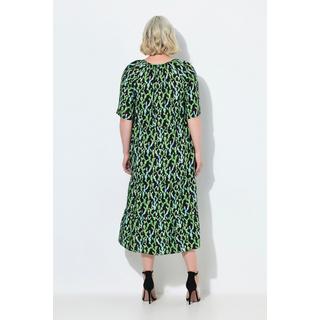 Ulla Popken Robe midi Coupe évasée Col tunisien Manches courtes  