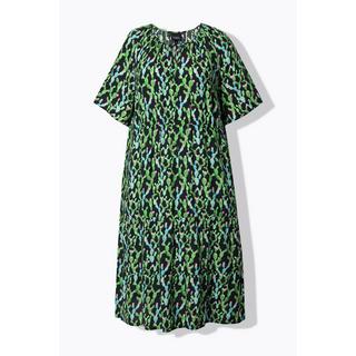 Ulla Popken Robe midi Coupe évasée Col tunisien Manches courtes  