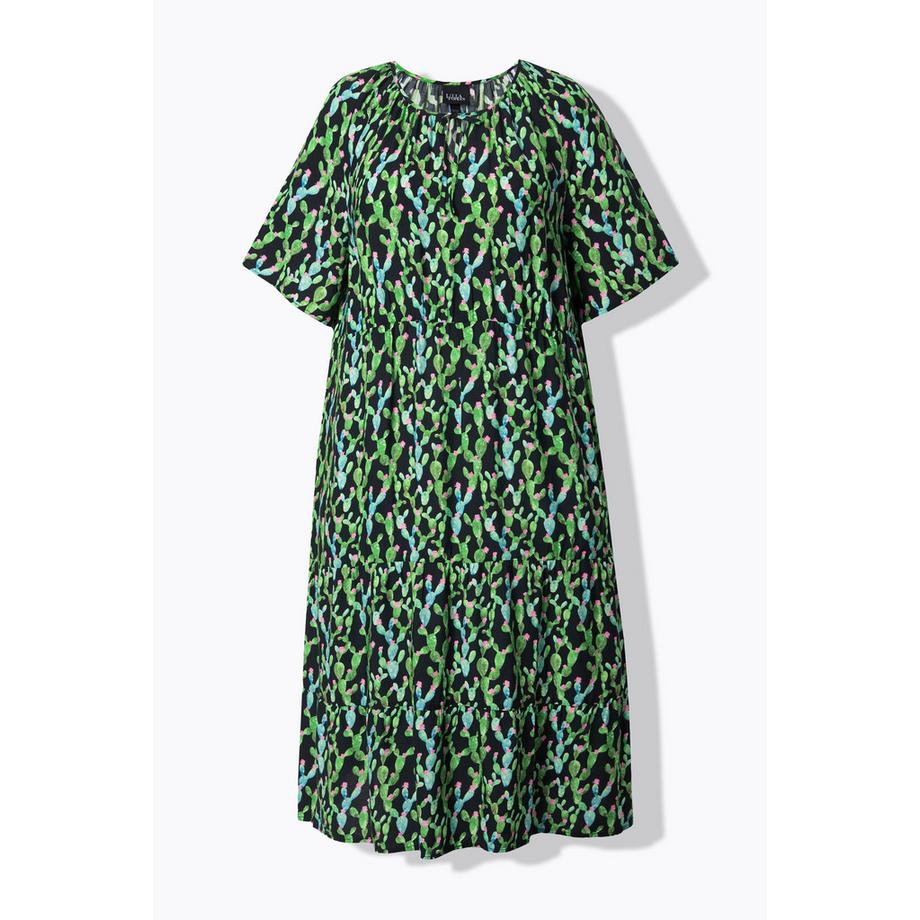 Ulla Popken Midikleid A-Linie Tunika-Ausschnitt Halbarm  