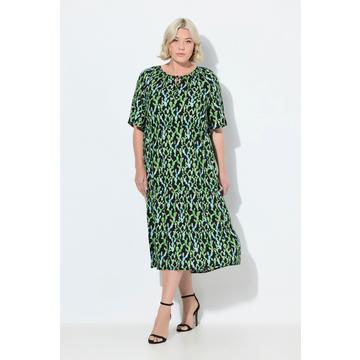 Abito midi dal taglio svasato con scollo a tunica e mezze maniche