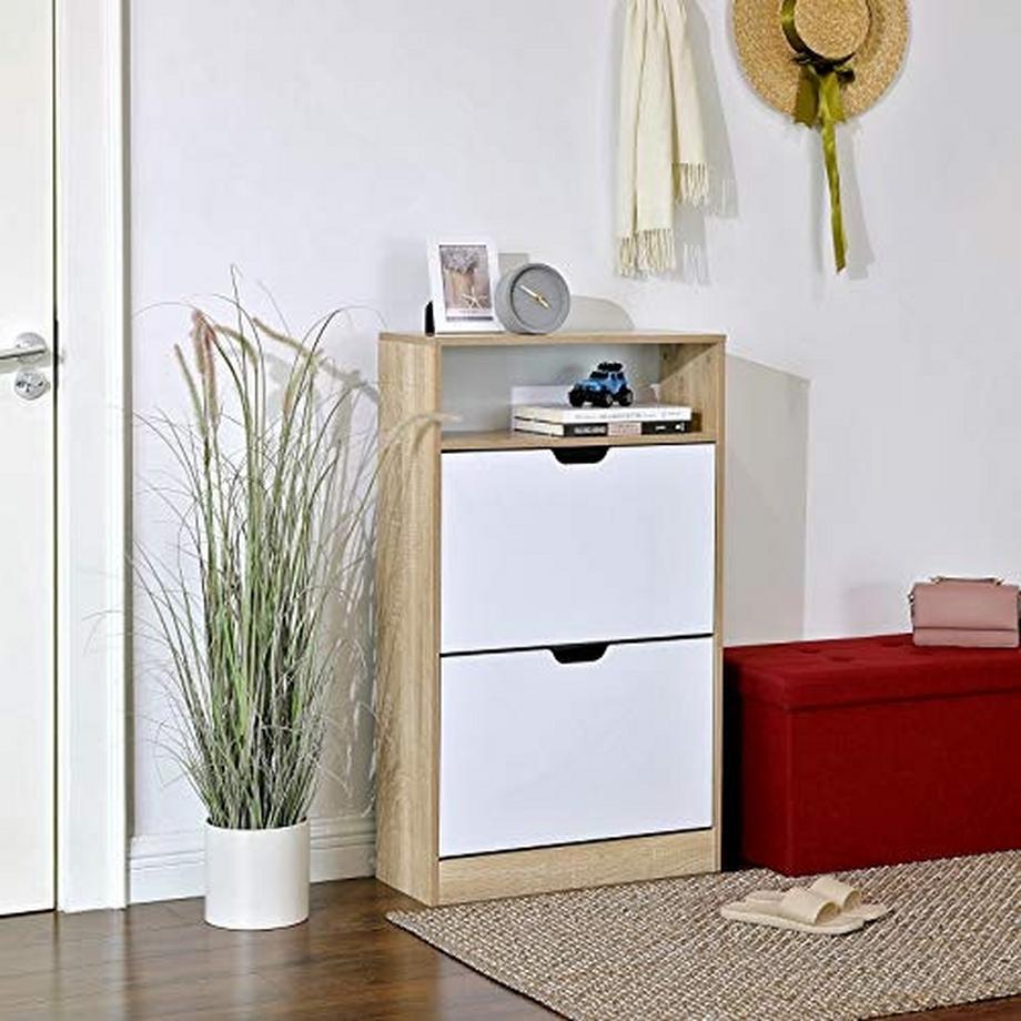 Pricenet Armoire à chaussures blanche élégante avec étagère de rangement supplémentaire  