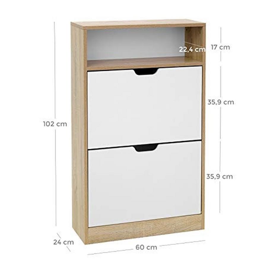 Pricenet Armoire à chaussures blanche élégante avec étagère de rangement supplémentaire  
