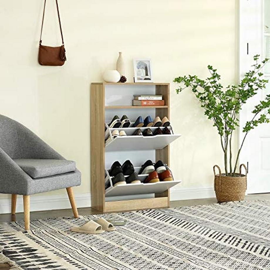 Pricenet Armoire à chaussures blanche élégante avec étagère de rangement supplémentaire  