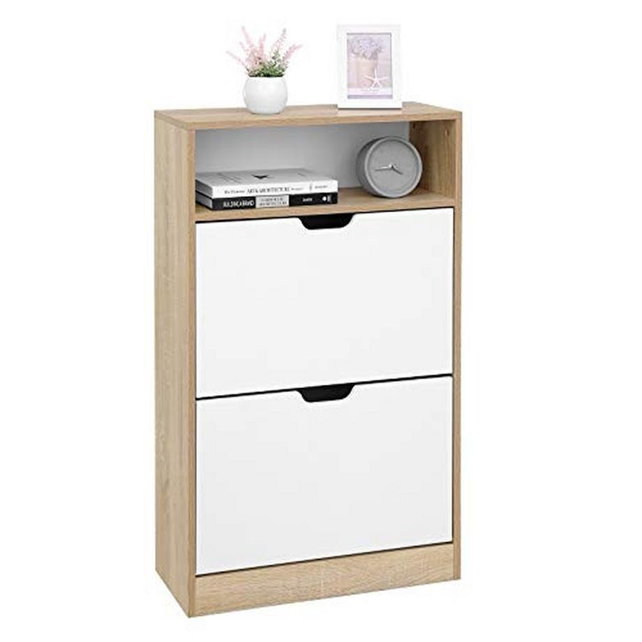 Pricenet Armoire à chaussures blanche élégante avec étagère de rangement supplémentaire  
