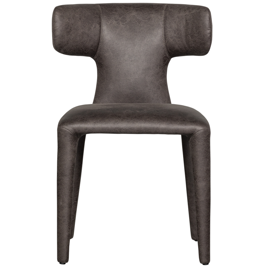 mutoni Chaise de salle à manger Permit aspect cuir gris-noir  