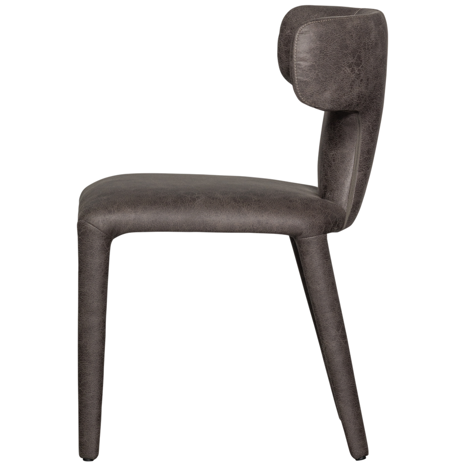 mutoni Chaise de salle à manger Permit aspect cuir gris-noir  