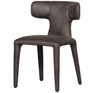 Chaise de salle à manger Permit aspect cuir gris-noir