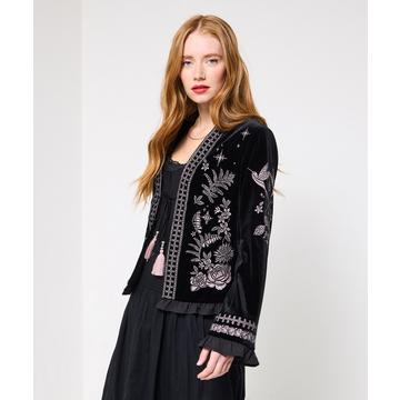 Boho-Jacke mit weiten Ärmeln und Stickerei