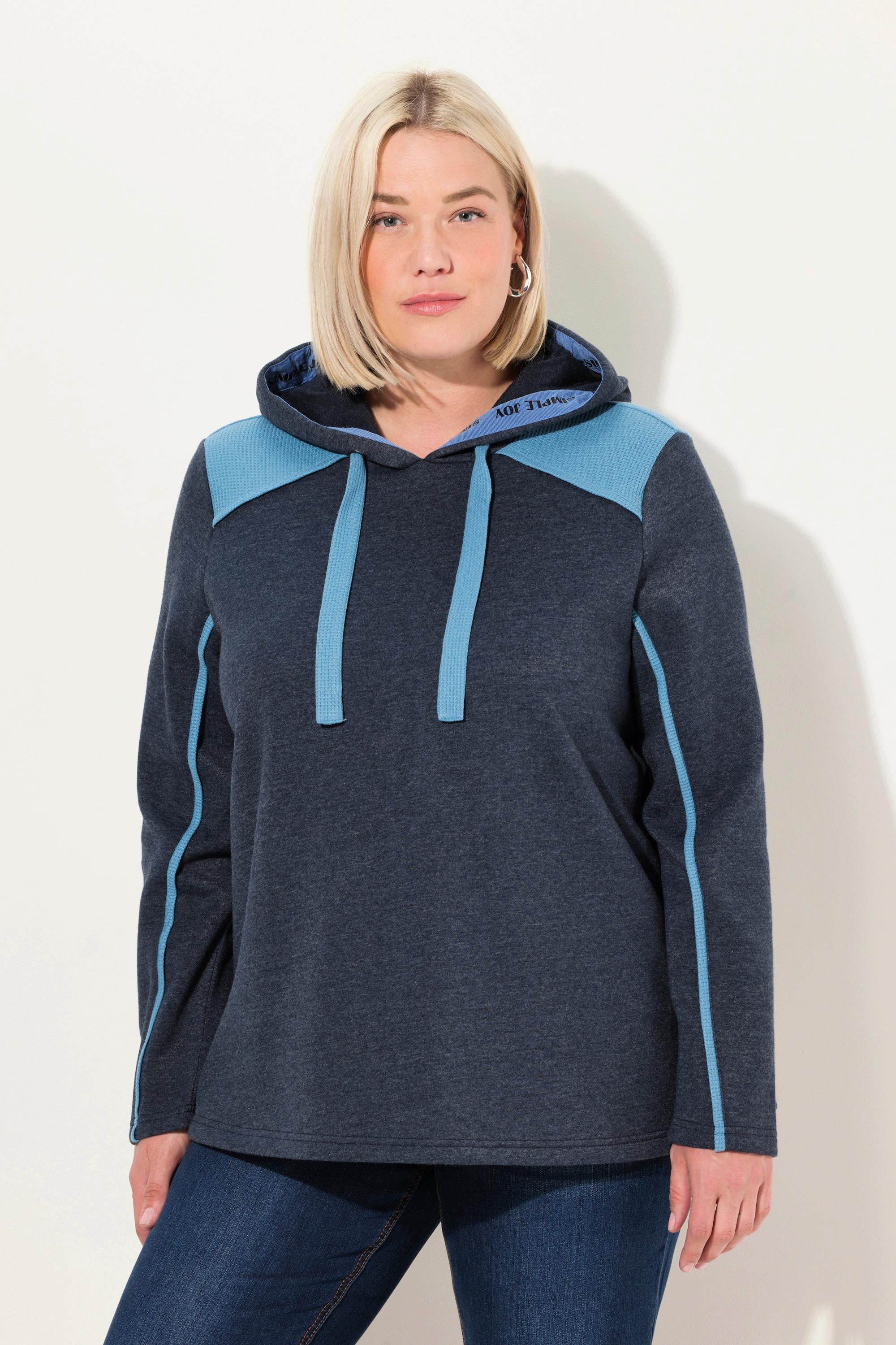 Ulla Popken  Hoodie, Waffelpikee, A-Linie, Kapuze, Langarm 